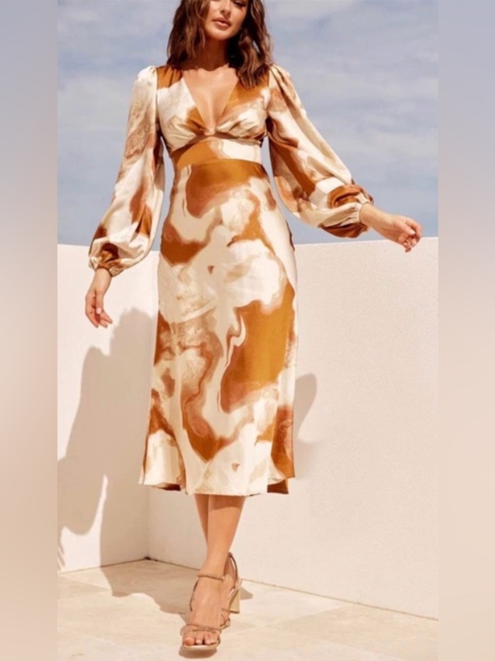 Sage + Paige Marble Print Cutout Midi Dress – Size Small (Worn Once)